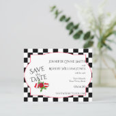 Rockabilly Hearts and Rose Wedding Save the Date (Standing Front)