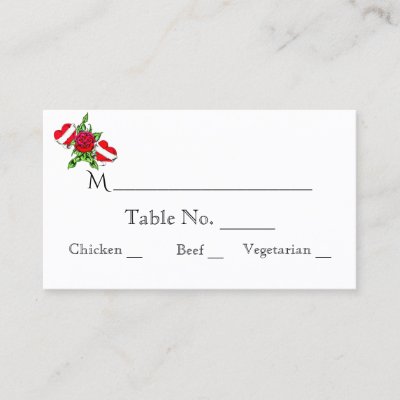 Rockabilly Hearts Rose Wedding Place Cards