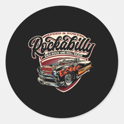 Rockabilly Hotrod Speed Flames _ neg Classic Round Sticker