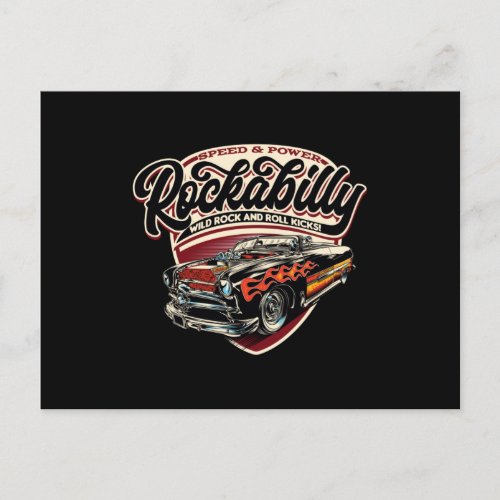 Rockabilly Hotrod Speed Flames _ neg Postcard