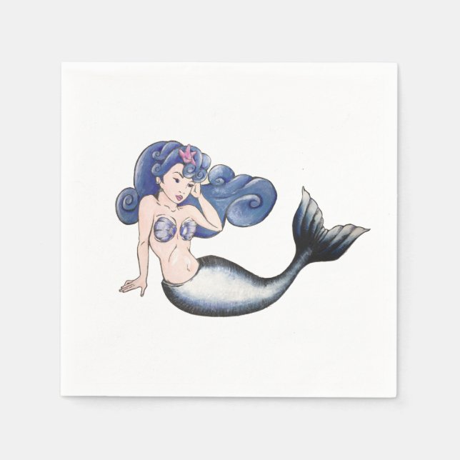 Rockabilly Mermaid Napkins (Front)