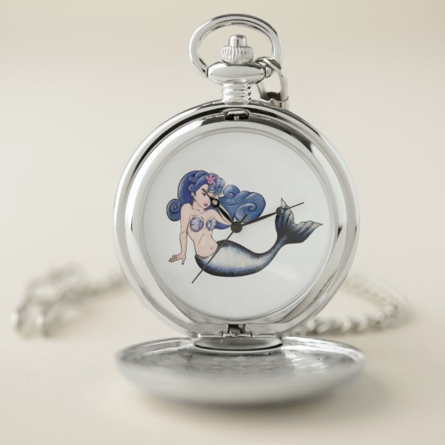 Rockabilly Mermaid Pocket Watch (Inside)