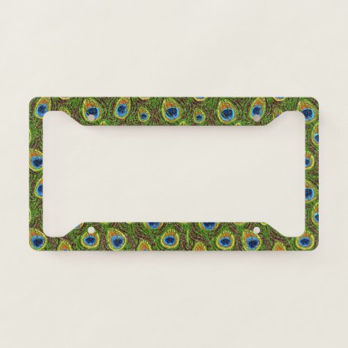 Rockabilly Peacock Feathers License Plate Frame