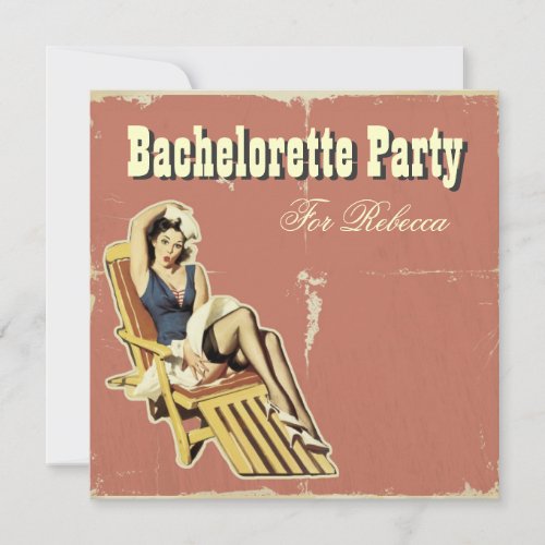 Rockabilly pin up girl sailor bachelorette party invitation