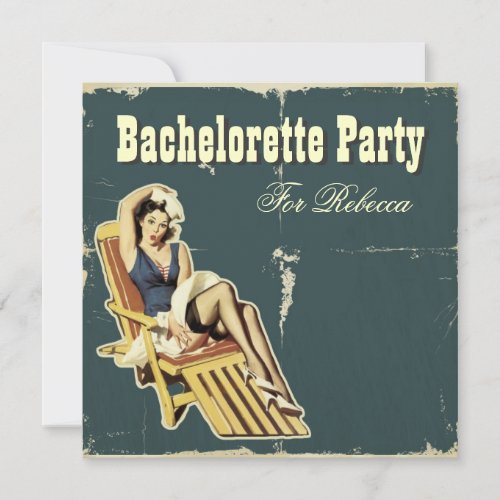 Rockabilly pin up girl sailor bachelorette party invitation