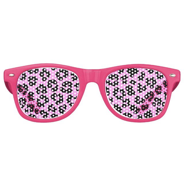Rockabilly Pink Leopard Print Retro Retro Sunglasses (Front)