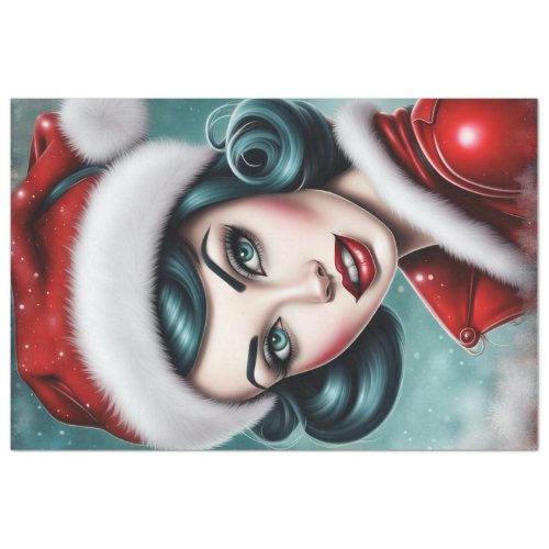 Rockabilly Pinup Christmas Decoupage Paper 