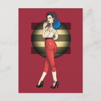 Rockabilly Pinup With Star Tattoos Postcard by frogsandboxes at Zazzle