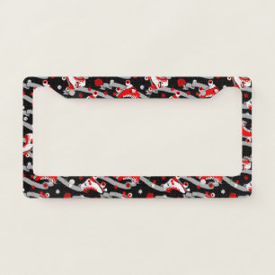 Rockabilly Retro Roller Skating Pattern License Plate Frame