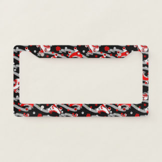 Rockabilly Retro Roller Skating Pattern License Plate Frame