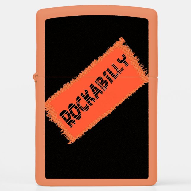 Rockabilly ripped black orange matte Zippo lighter (Front)