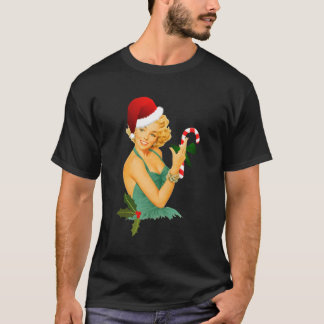 Rockabilly Santa Claus Pin Up Vintage Xmas For Chr T-Shirt