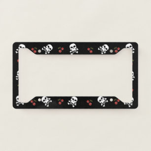 Rockabilly Skulls Cherries License Plate Frame
