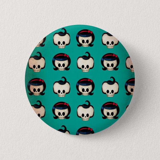 Rockabilly Skulls Pattern Button (Front)