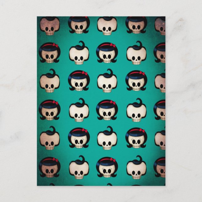Rockabilly Skulls Pattern Postcard (Front)