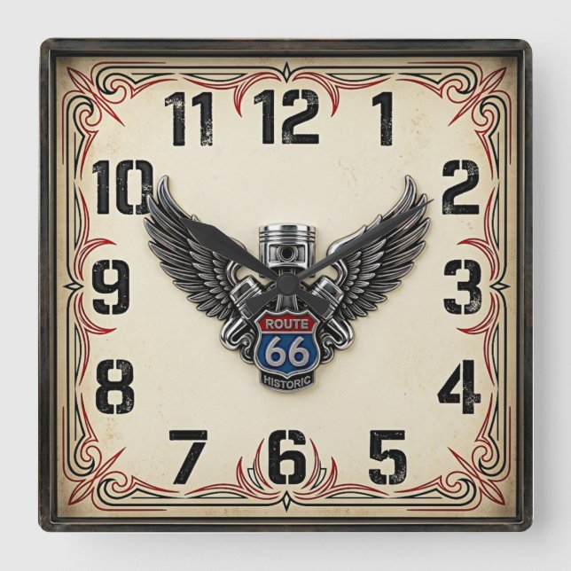 Rockabilly  square wall clock (Front)