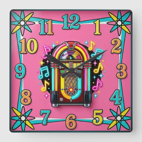 Rockabilly Square Wall Clock