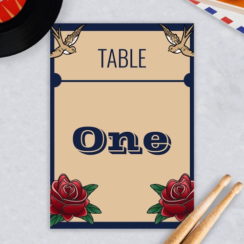 Rockabilly Tattoo Gothic Wedding Reception Table Number