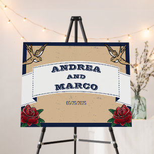 Rockabilly Tattoo Gothic Wedding Welcome Foam Board