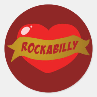 Rockabilly Tattoo Heart Classic Round Sticker