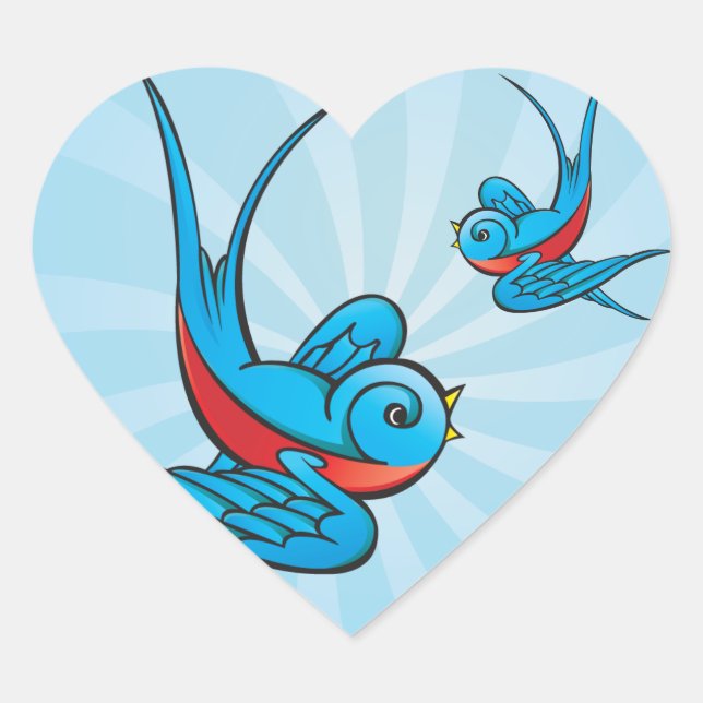 Rockabilly Tattoo Swallow Bird Stickers (Front)