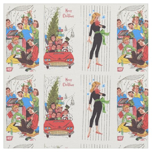 rockabilly vintage Christmas fabric