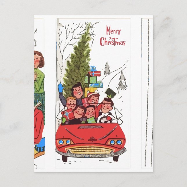 rockabilly vintage Christmas Holiday Postcard (Front)