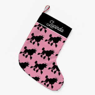Rockabilly Vintage Poodles on Pink Small Christmas Stocking