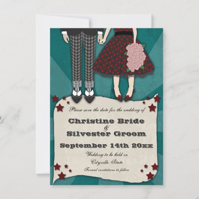 Rockabilly Wedding, 4.5x6.25 save the date (Front)