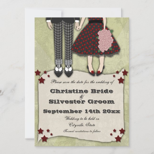 Rockabilly Wedding, 5.5x7.5 save the date (Front)