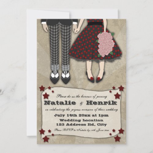 Rockabilly Wedding, 5x7 wedding Personalized Announcements