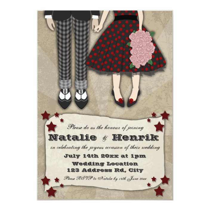Rockabilly Wedding 5x7 Invitation Zazzle 5x7 Wedding Invitation