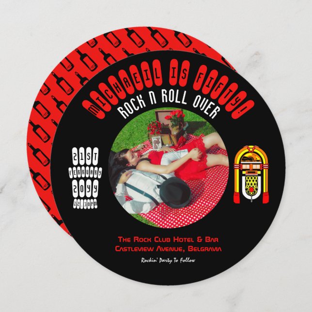 Rockabilly Wedding Invitation Vinyl LP Record (Front/Back)