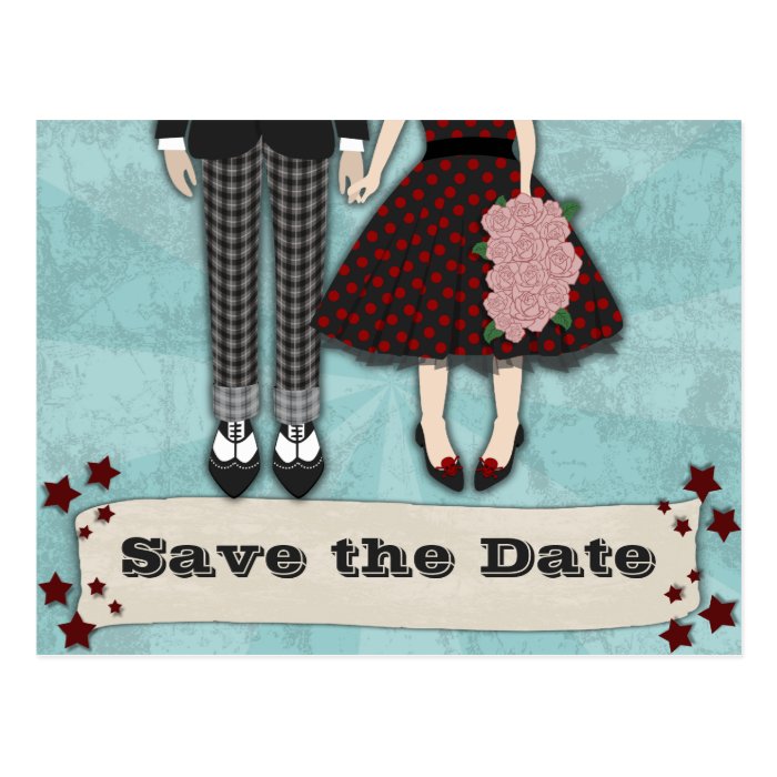 Rockabilly Wedding, save the date Post Card