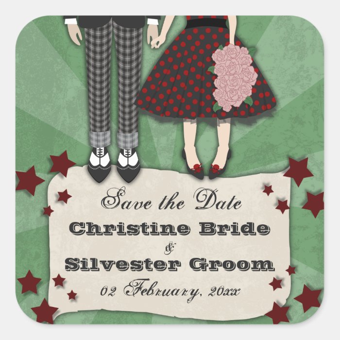 Rockabilly Wedding, save the date Stickers