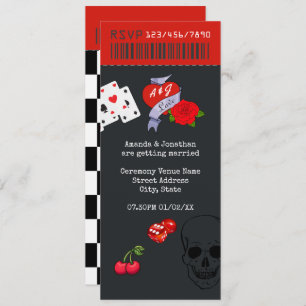 Rockabilly Wedding Ticket Invitation