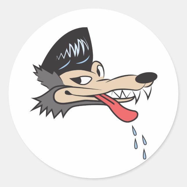 Rockabilly Wolf Classic Round Sticker (Front)