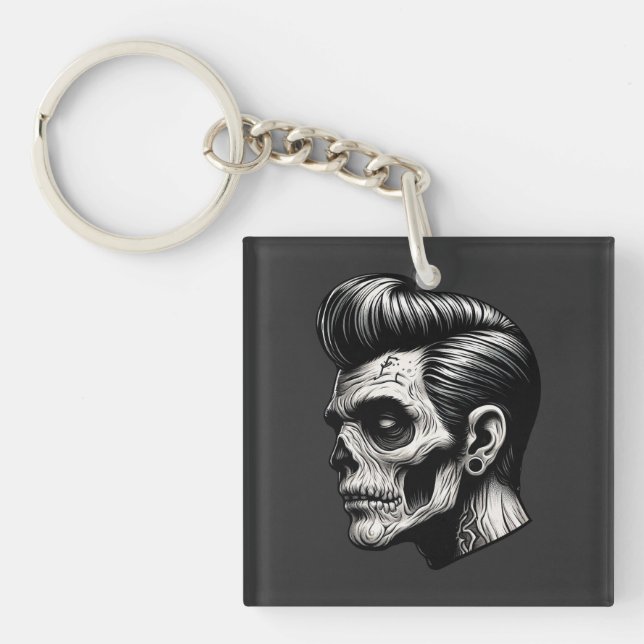 Rockabilly Zombie Vibes Keychain (Front)