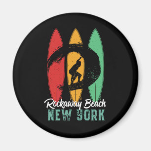 Rockaway Beach New York Vintage Retro Surfing Magnet