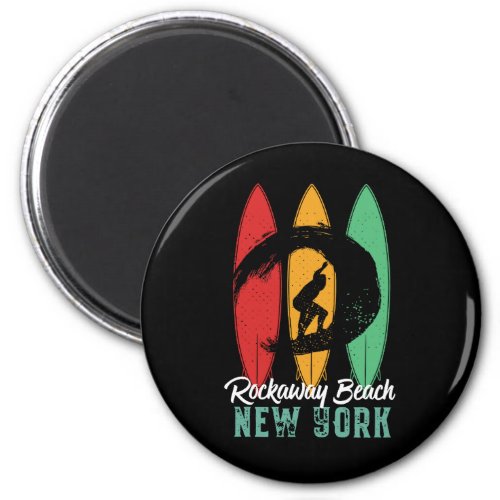 Rockaway Beach New York Vintage Retro Surfing Magnet