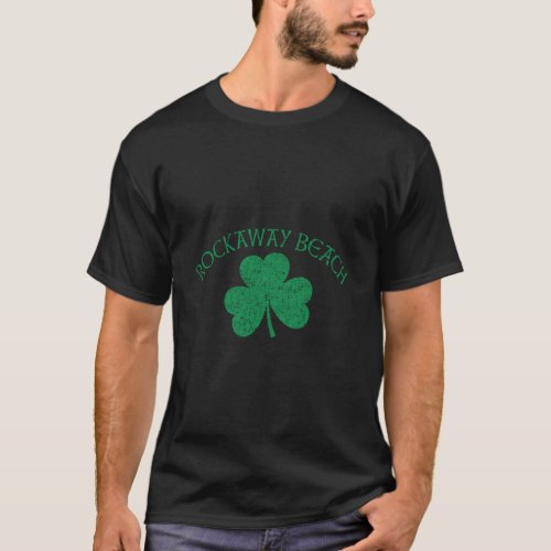 Rockaway Beach Queens Irish Shamrock Distressed Gr T_Shirt