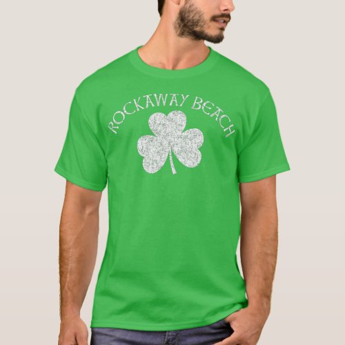 Rockaway Beach Queens NY Irish Shamrock Distress T_Shirt