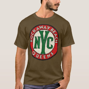 Rockaway Beach Queens NYC Vintage Road Sign Distre T-Shirt