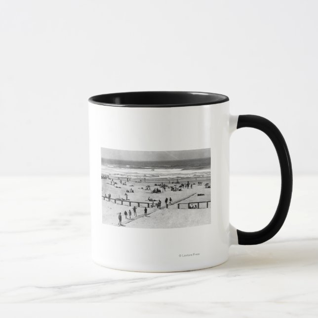 Rockaway, Oregon Beach Scene and Swimmers Mug (Right)