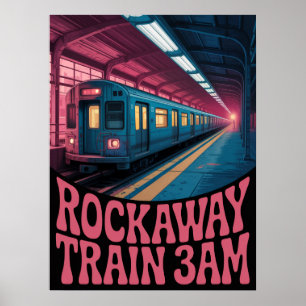 Rockaway subway platform night scene poster