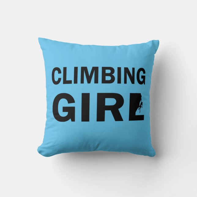 Rockclimbing girl throw pillow (Front)