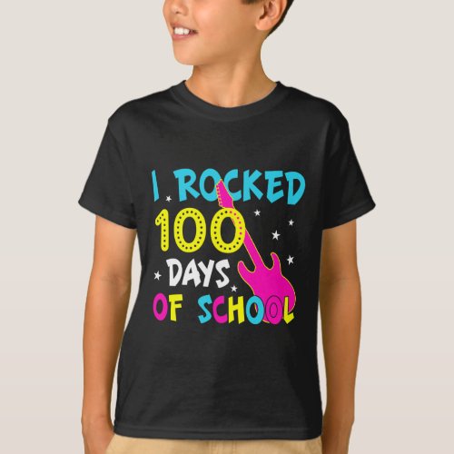 Rocked 100 Days Of School 100th Day Guitar Music G T_Shirt