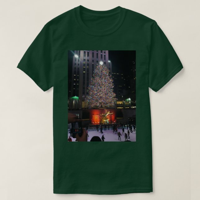 Rockefeller Center Christmas Tree Scene T-Shirt (Design Front)
