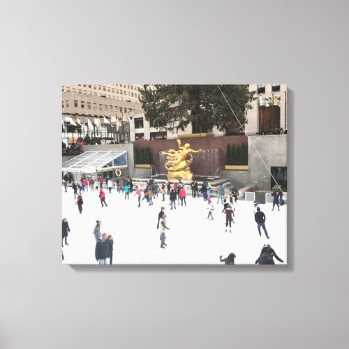 Rockefeller Center Ice Skating Rink Christmas NYC Canvas Print