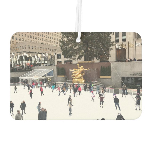 Rockefeller Center Rink Ice Skaters Christmas NYC Car Air Freshener (Back)